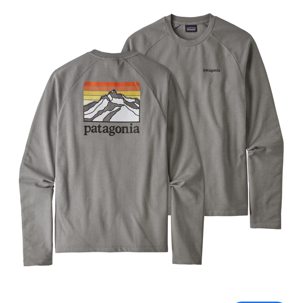 Patagonia Men's Line Logo Ridge Organic Crew Sweatshirt Grey Medium